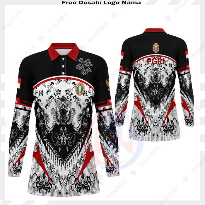 ATASAN TUNIK PGRI MUSLIMAH JERSEY PGRI WANITA BAJU PGRI WANITA TUNIK BATIK PGRI MOTIF TERBARU FULLPR