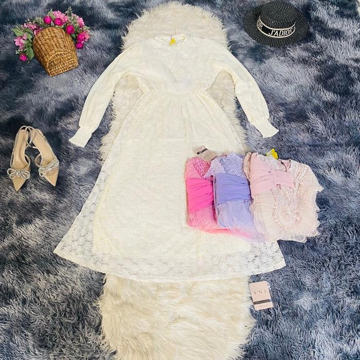 BS 55#36-39,Gamis VNS hrg 225rb bhn ceruty mix brokat ,mtf bunga,Ld 100cm pb 130cm,3wrn