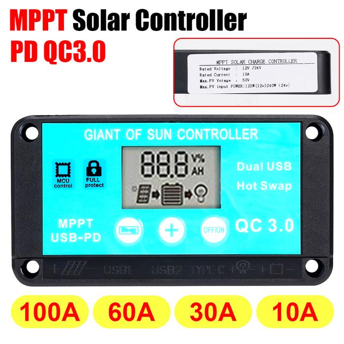 12/24V MPPT Solar Charge Controller Multiple Protection Solar Solar