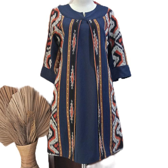 dress tunik tenun kombinasi