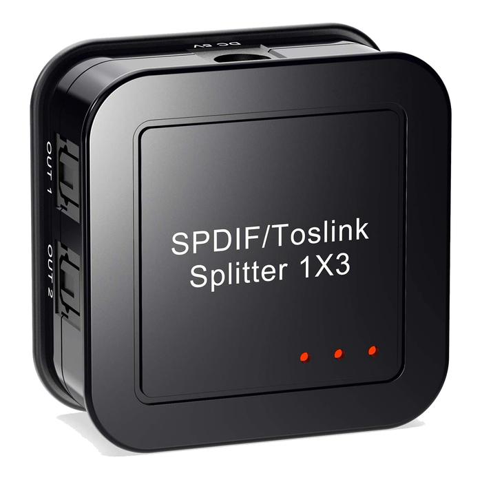 Digital Optical Audio 1X3 Splitter,Digital SPDIF TOSLINK Optical Fiber Audio Splitter,1 in 3 Out, fo