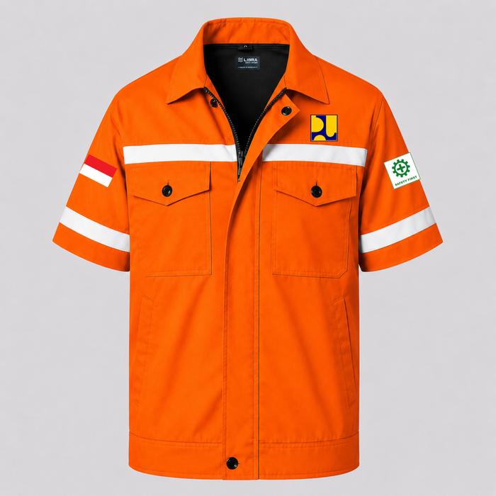 Baju Kemeja Seragam Wearpack Saefty Dinas PUPR Pria Wanita Lengan Pendek Kerja Lapangan Outdoor Tamb