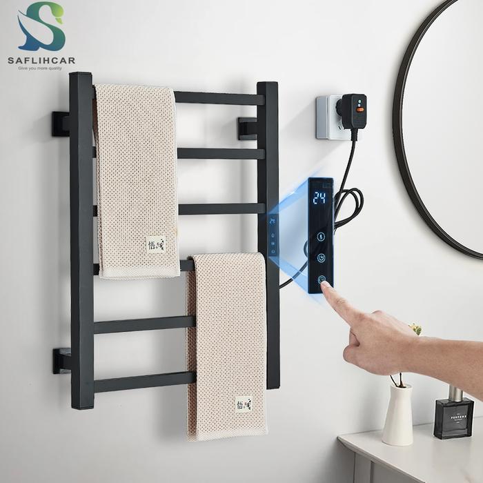 Black Electric Towel Rack Bathroom Towel Warmer Bathroom Accessories