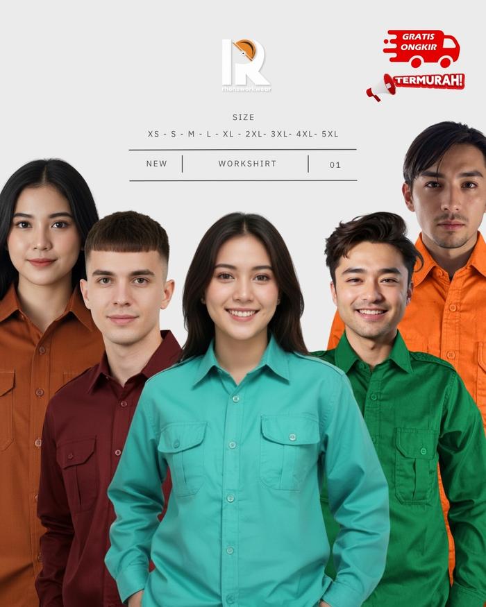 KEMEJA POLOS / baju lapangan/ outdoor/ PDL/ PDH, tactical, formal panjang merah bata, hijau tosca, m