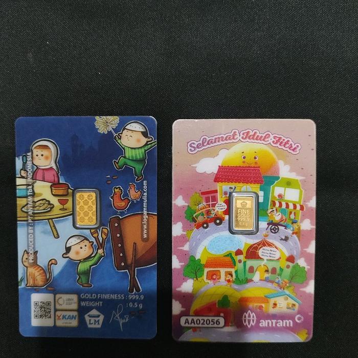 Emas Batangan Antam Logam Mulia 0.5 Gram - Edisi Gift Card Selamat Idul Fitri (Kadar 999.9 Certicard