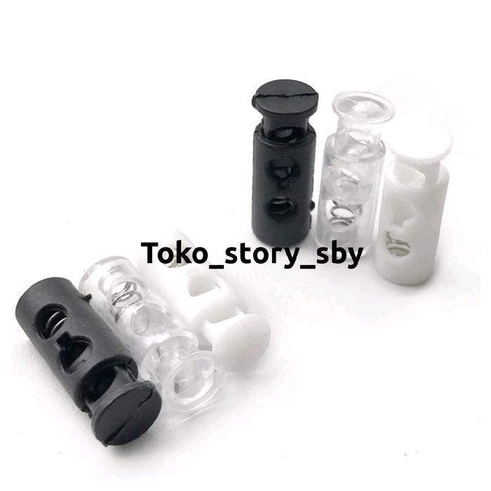 1LUSIN - STOPPER TALI / STOPPER OVAL PLASTIK / STOPPER BOTOL DUA LUBANG ALAT JAHIT