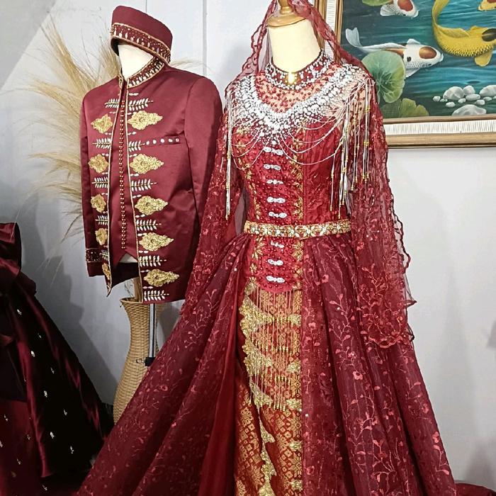 baju pengantin adat Palembang set cewe cowo
