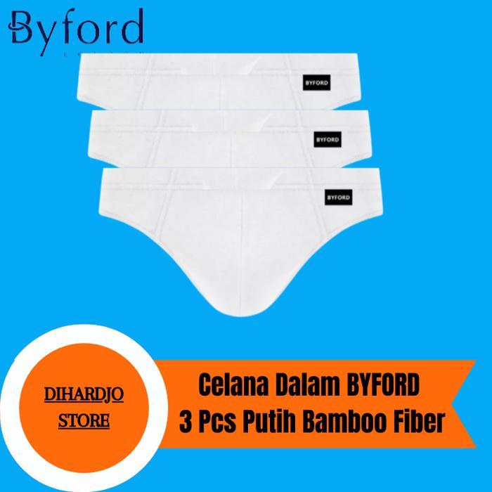 Byford Celana Dalam Pria Putih Isi 3 Pcs All White Bamboo Fiber #Gratisongkir