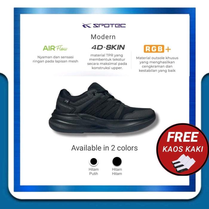 SPOTEC Sepatu Sneaker Modern Hitam - Hitam