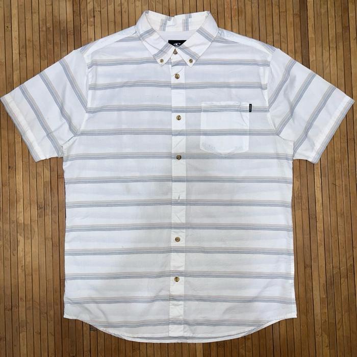 ONEILL WHITE STRIPED BUTTON DOWN SHORT SLEEVE SHIRT carhartt dickies 874