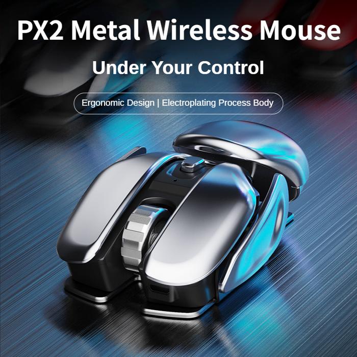 PX2 Metal 2.4G Rechargeable Wireless Mute 1600DPI Mouse 6 Buttons for