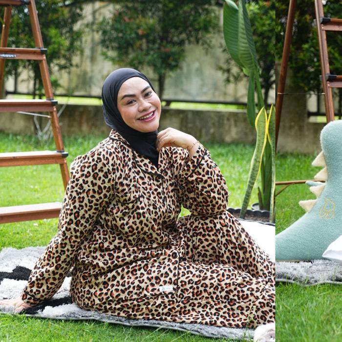Leopard Print Piyama One Set lengan pendek