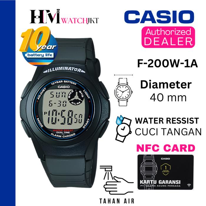 CASIO F-200W-1ADF Jam Tangan Pria Original Digital Antiair F-200W-1A F-200W F-200 F200