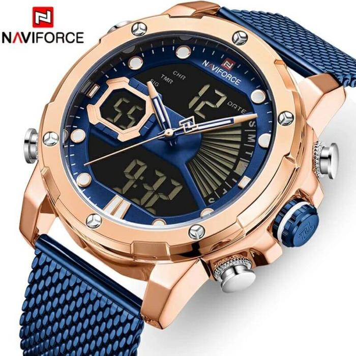 Jam Tangan Pria Sport Original Naviforce Dual Time Edition NF-9172MS Garansi Resmi