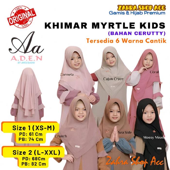 Khimar Anak Myrtle by Aden Hijab Kerudung Pad Instan Syar'i Kids Muslim Premium Original Branded Bah