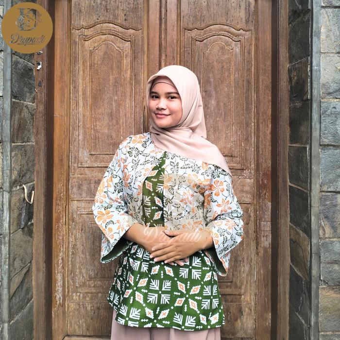Atasan Baju Batik Hijau -Drupadi Tri Kreasindo
