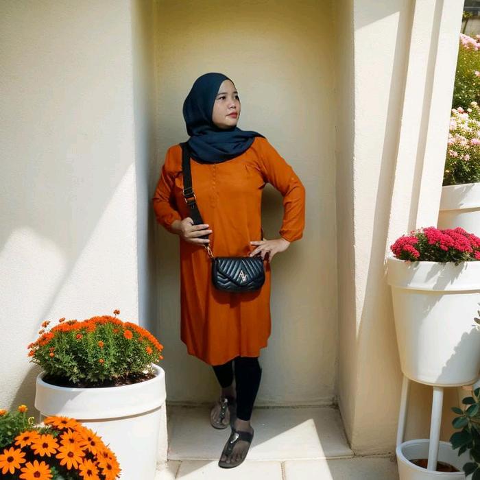 TUNIK WARNA MERAH BATA POLOS-TUNIK RAYON-ATASAN JUMBO-PAKAIAN WANITA-LENGAN PANJANG- Katun- Dewasa