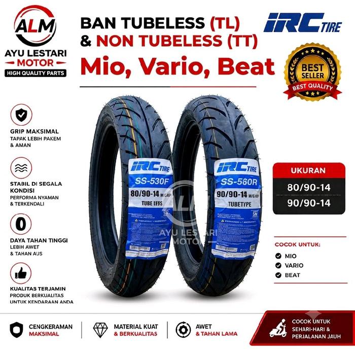 IRC Ban Motor Matic IRC Tupeytipe 80/90-14 90/90-14 Tubeless & Non Tubeless Ring 14 untuk Yamaha Mio