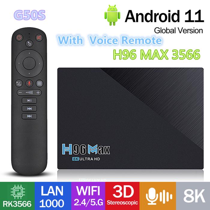 H96 Max 3566 TV Box Android 11 RK3566 3D 5G Wifi 1000 LAN TV BOX 8GB