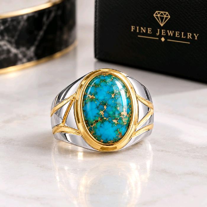 cincin pria pyrus serat emas ring titanium elegan