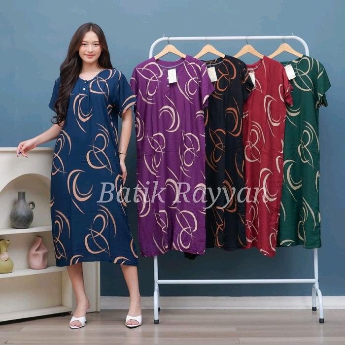 [BISA COD] 100 Dapat 4pcs || Daster Rayon Jumbo Lengan Pendek Busui Bumil Kancing Depan Lengan Pende