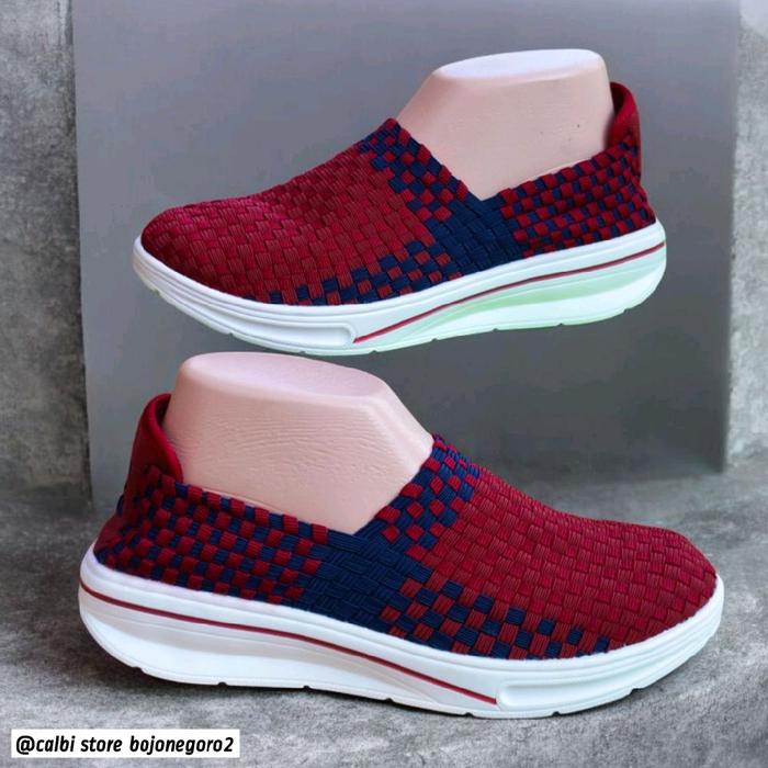 (( ORIGINAL )) Sepatu Spaletti Model Rajut Tikar Wedges Sedang 4cm  Sangat Cocok Untuk Kegiatan Seha