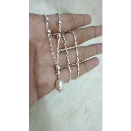 Kalung Nori bandul air tawar lapis perak