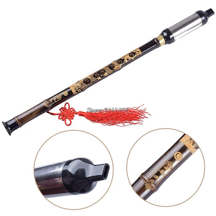 1Pc Chinese Ethnic Instrument Black Bamboo Bawu Pipe BaWu Flute Tune
