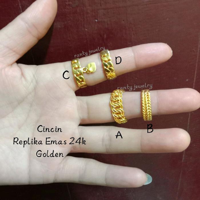 Cincin Replika Emas 24k Golden, Cincin rantai, Cocang, Cincin wanita, cincin pria