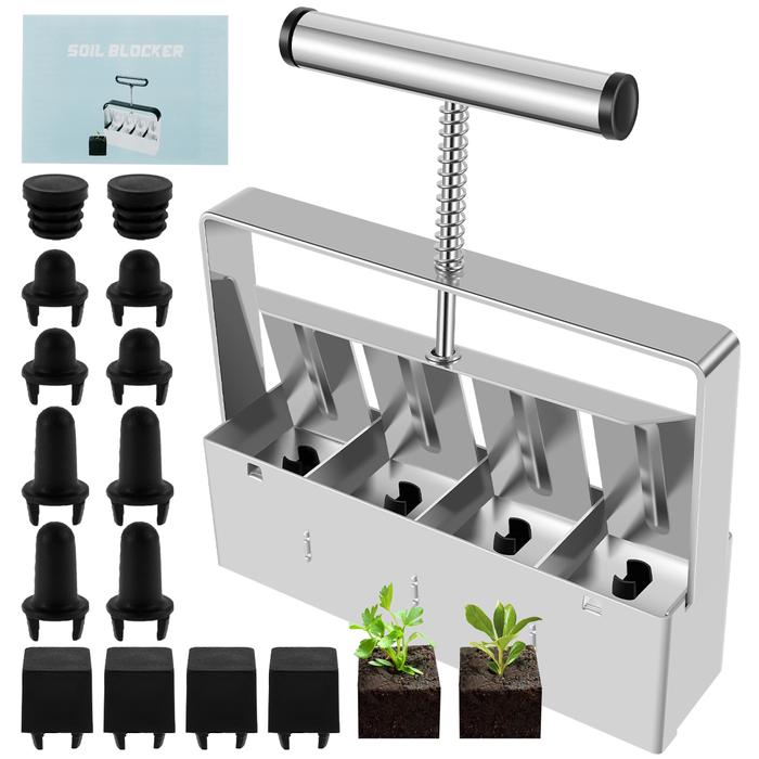 Soil Block Maker Micro Soil Blocker Set Hand-held Ergonomic Soil