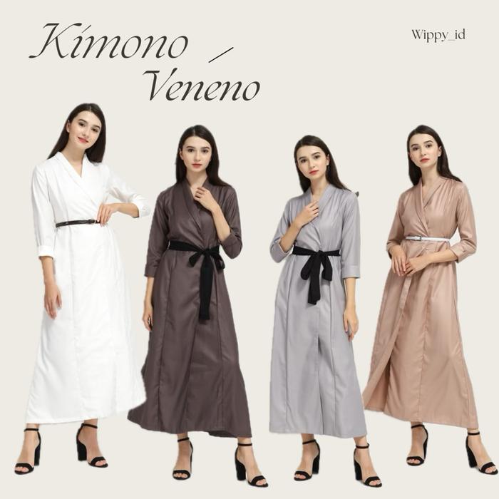 Kimono Veneno - Grey Brown Casual Dress