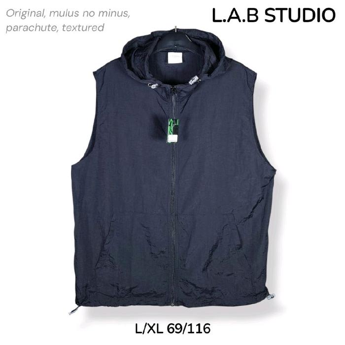 LAB Studio Hoodie Vest Jaket Size Free L to XL Parasut Hitam Polos Ringan Quick dry