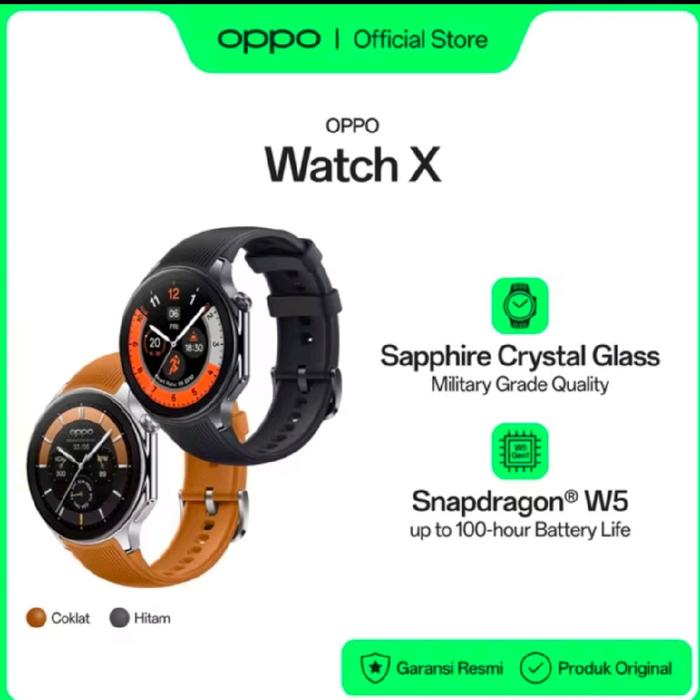OPPO Watch X Snapdragon W5 Garansi Resmi Produk Original Baterai Hingga 100 Jam Kaca Safir Kualiti T