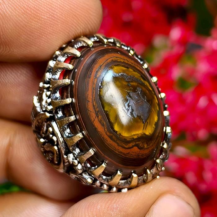 cincin batu akik puser bumi badar besi giwang lengket magnet