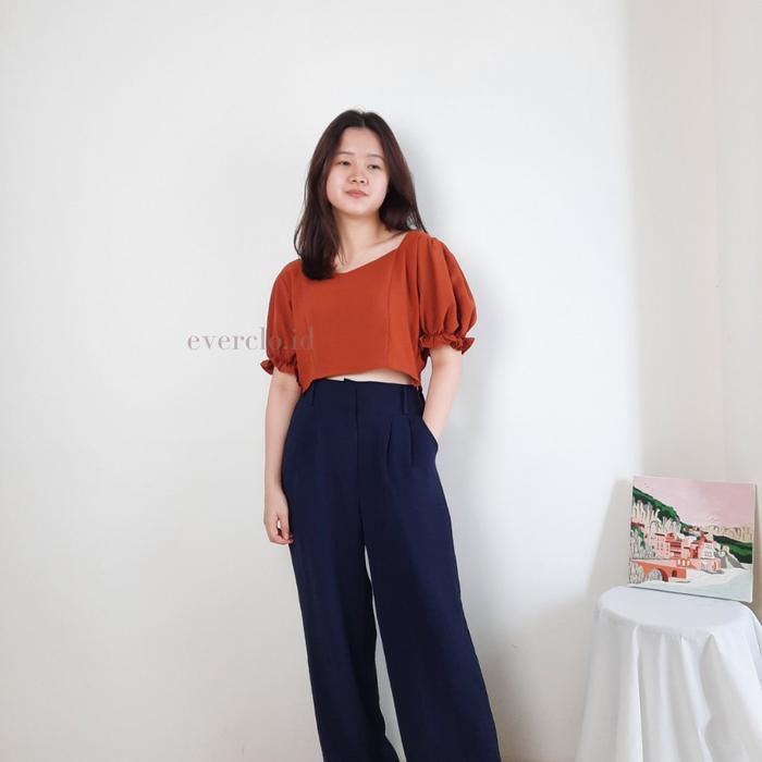 EVERCLO - Emily Crop Top - Atasan Crop Wanita Lengan Pendek Bahan Rayon Crinkle
