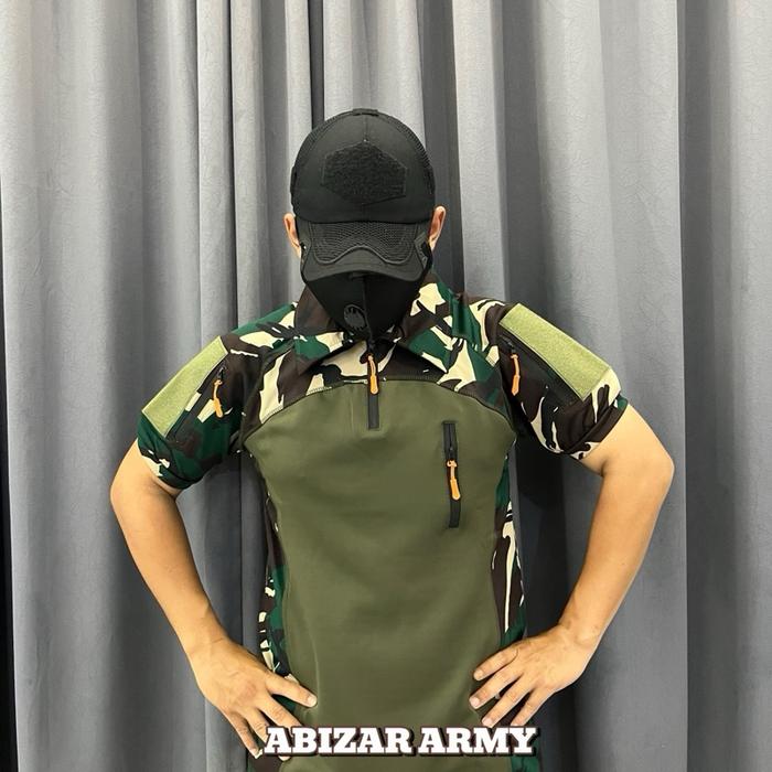 BAJU BDU SCUBA LORENG MALVINAS TANGAN PENDEK HIJAU ARMY/ BAJU BDU BAHAN SCUBA PREMIUM / BAJU BDU SCU