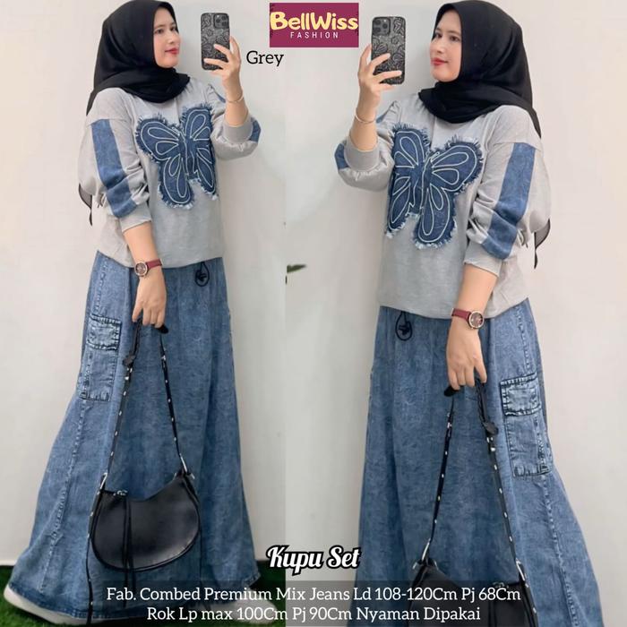 Kupu Set BY BELLWIS. SET ROK JEANS KUPU.BUTTERFLY.CUPITA OBN BTC SOLO