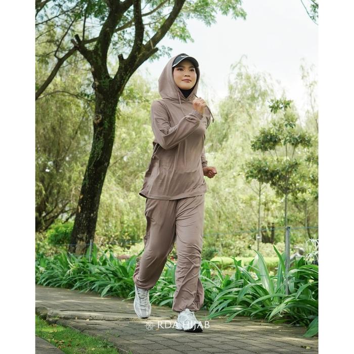 Rdahijab - Dalilah Set Reguler Atasan Hoodie, Bawahan Kulot Jogger Karet, Katun Kaos Stretch, Nyaman