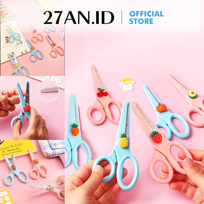 ( 27AN.ID ) Gunting Kertas H563 Gunting Sekolah Aman Untuk Anak Gunting Korea Lucu Motif Karakter