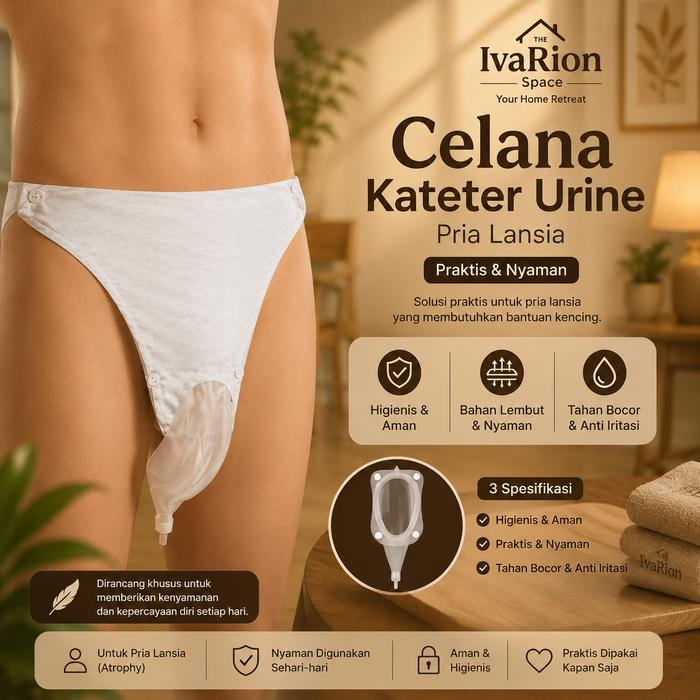 Celana Kateter Urine Pria Lansia Anti Bocor Urinal Bag Dewasa Alat Bantu Kencing Higienis Nyaman ope