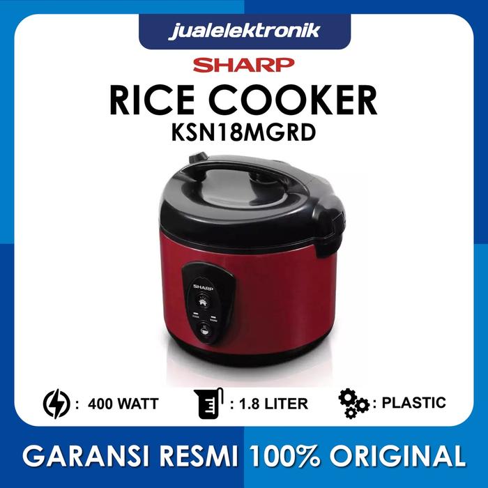 Sharp Rice Cooker 1.8 Liter Red KSN18MGRD KSN-18-MGRD Merah Red Magic Com Warmer Kukus