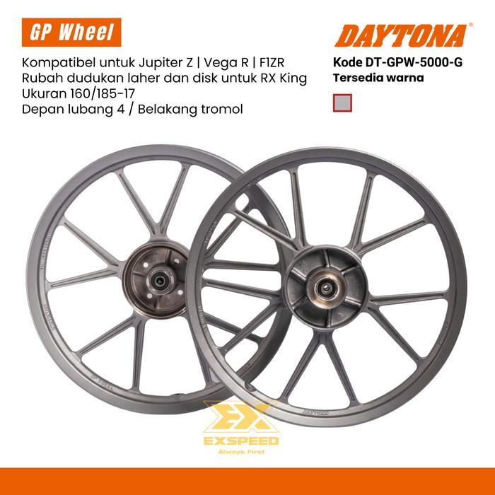 VELG DAYTONA GP WHEEL YAMAHA TROMOL RXKING NINJA F1 JUPITER 125Z GREY DISC 1 DT-GPW-5000-G