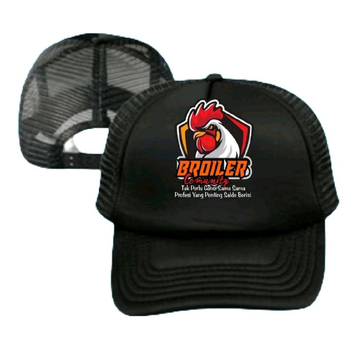 TOPI TRUCKER JARING AYAM BROILER COMMUNITY MERAH