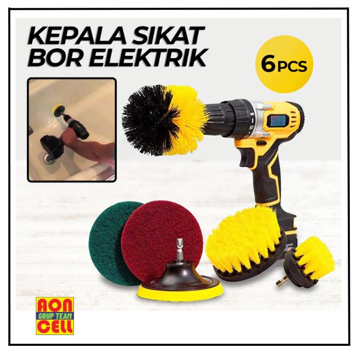 Kepala Sikat Bor Elektrik Cleaning Brush Head 6 PCS Poles Mobil motor