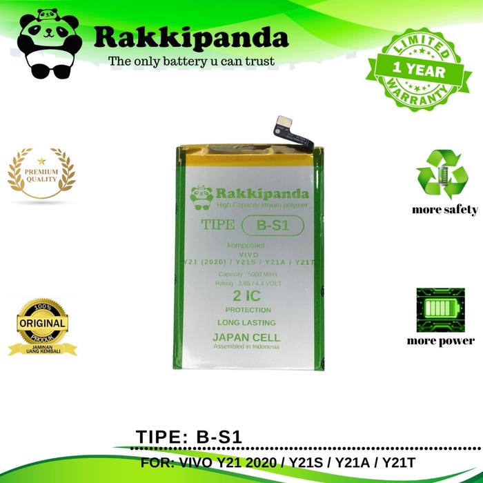 (R/K)- BATTERY RakkiPanda - B-S1 Vivo Y21 2020 / Y21S / Y21A / Y21T / VIVO Y33S Y33T Batre Batrai Ba