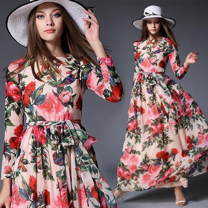 maxi dress gown floral vintage casual bangkok hongkong import
