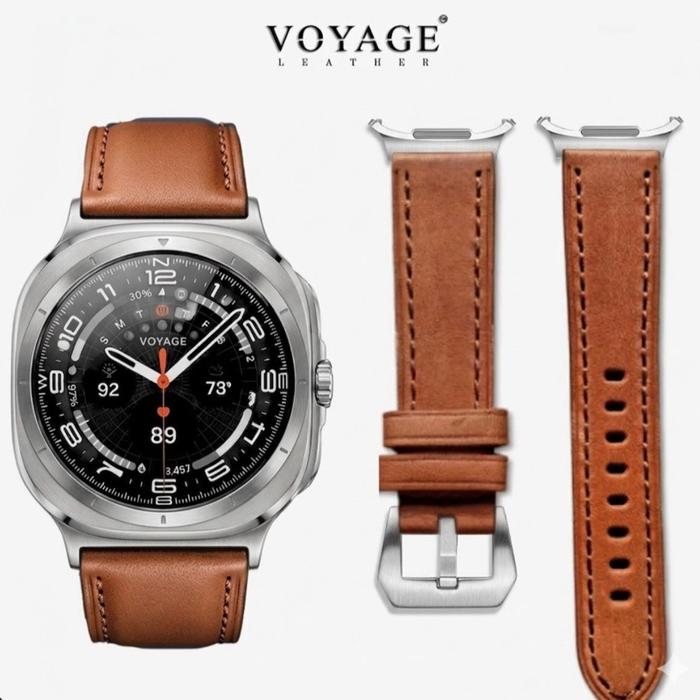 Voyage Leather Strap Kulit Asli untuk jam tangan Samsung Galaxy Watch 4 5 6 7 8 9 Ultra 1 2 Classic 