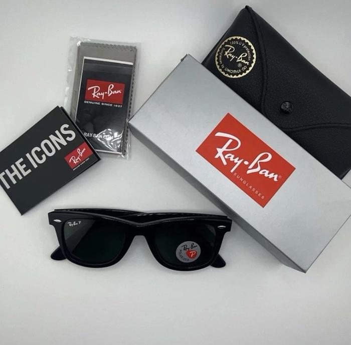Kacamata RayBan RB2140 901/58 Wayfarer Black Frame Green Polarized Original