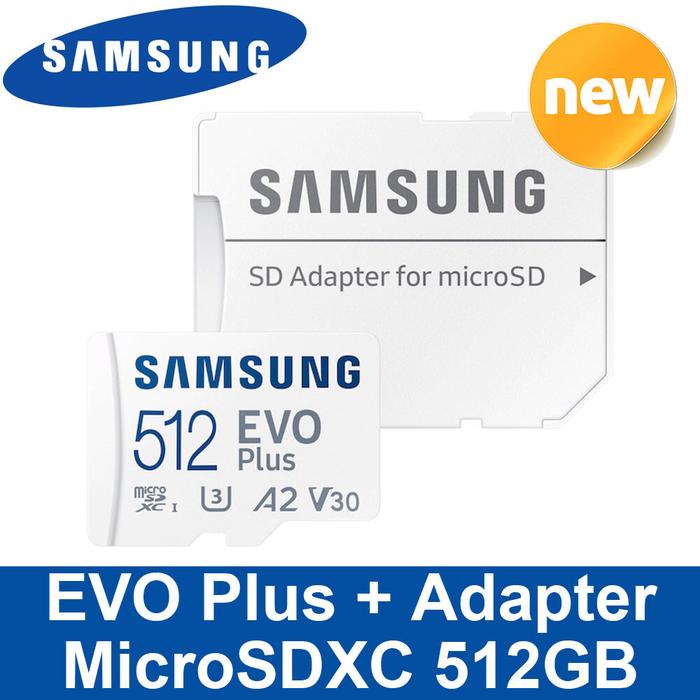 SAMSUNG MB-MC512KA/KR EVO Plus + Adaptor Kartu Memori MicroSDXC 512GB