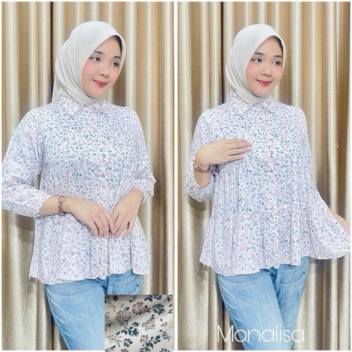 Kemeja Harvia Rempel Rayon Twill Slim-Fitting Bunga Setrip Kotak Motif Wanita Katun Nyaman Kain rayo